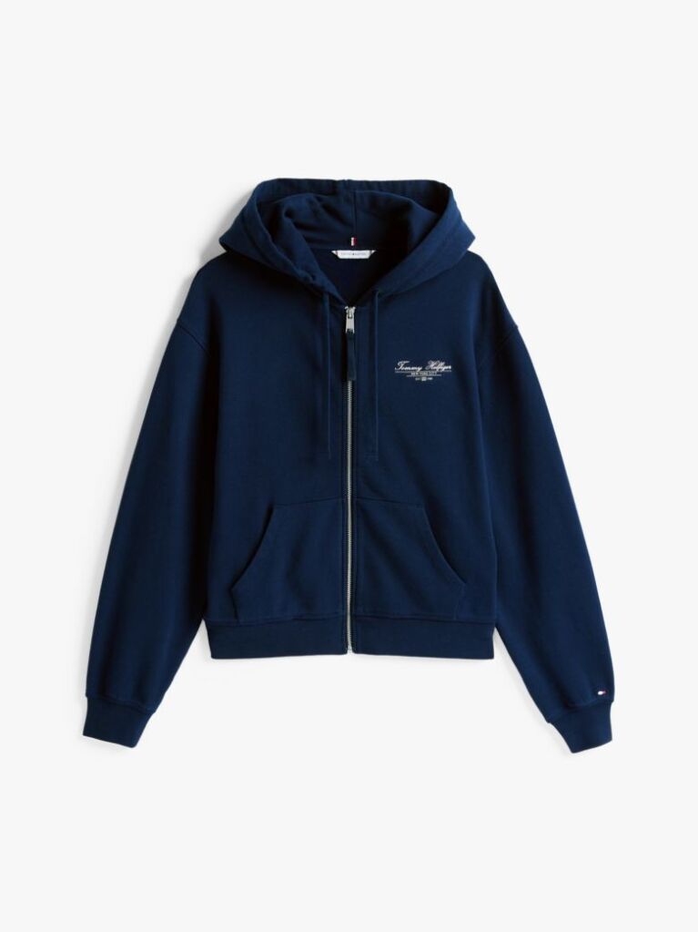 Μπλε Hoody Με Φερμουάρ Και Λογότυπο  Γυναίκες