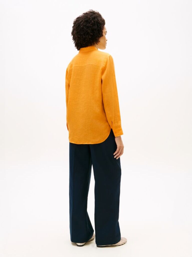 Orange Regular Fit Linen Shirt  Women