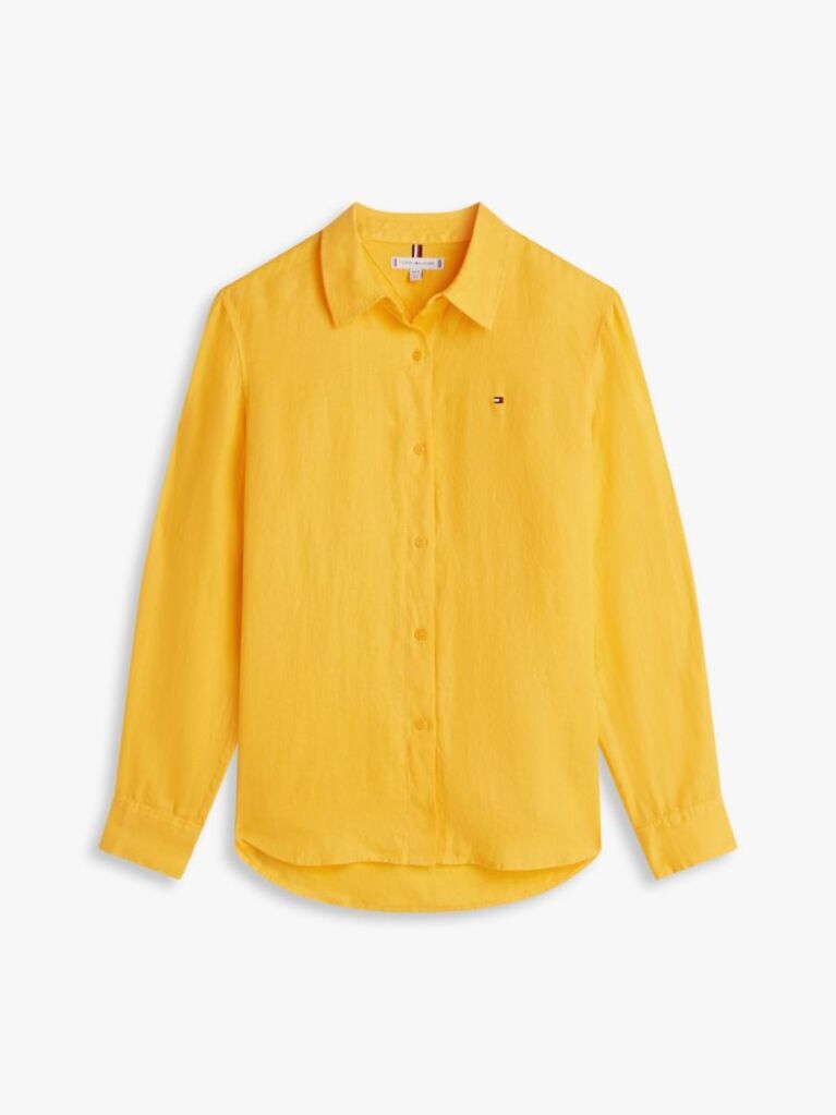 Orange Regular Fit Linen Shirt  Women