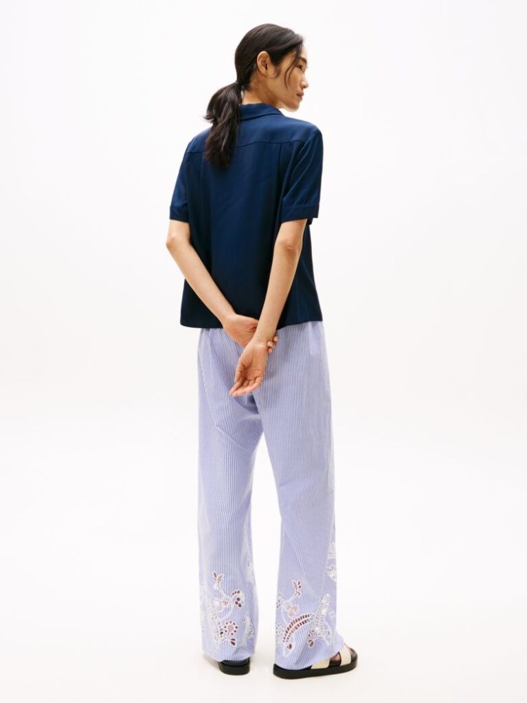 Blue Relaxed Fit Short Sleeve Shirt  Women