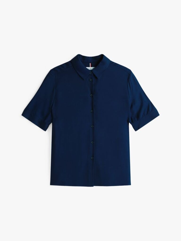 Blue Relaxed Fit Short Sleeve Shirt  Women