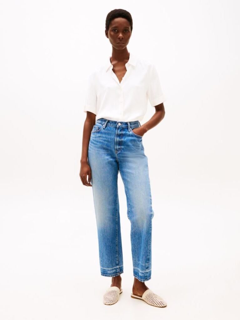 White Relaxed Fit Short Sleeve Shirt  Women