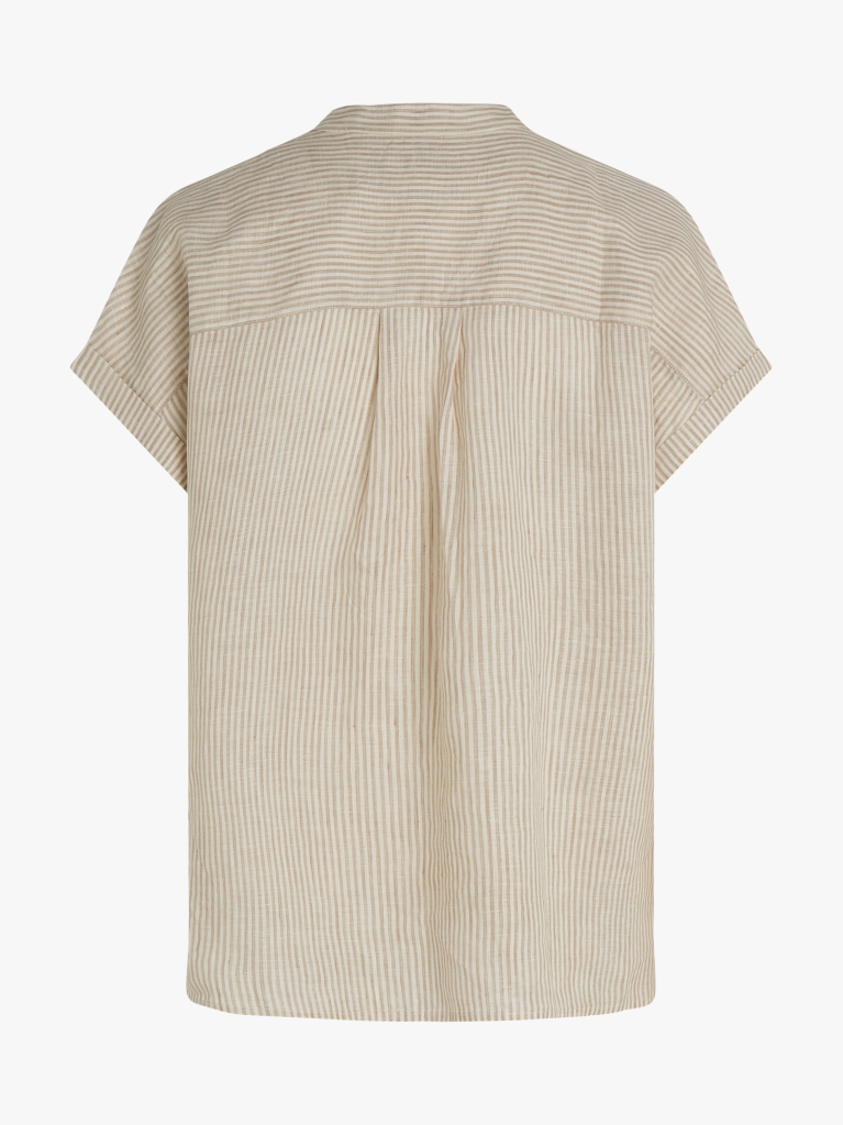 Multi Relaxed Fit Short Sleeve Linen Blouse  Women
