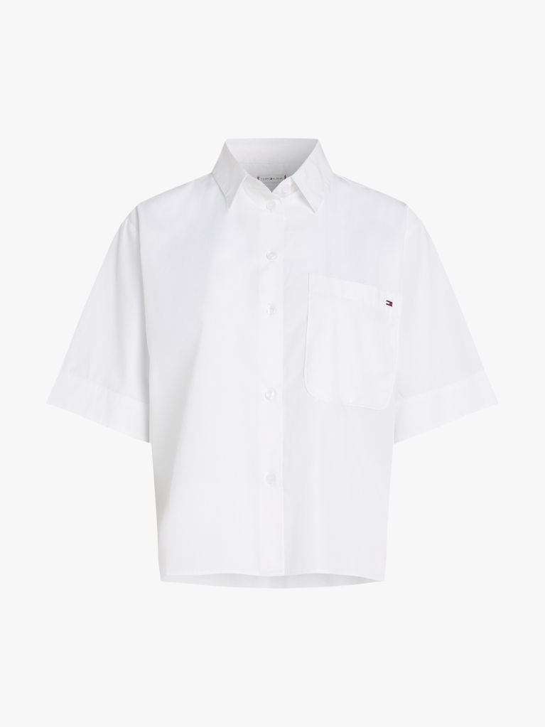 White Poplin Boxy Fit Shirt  Women