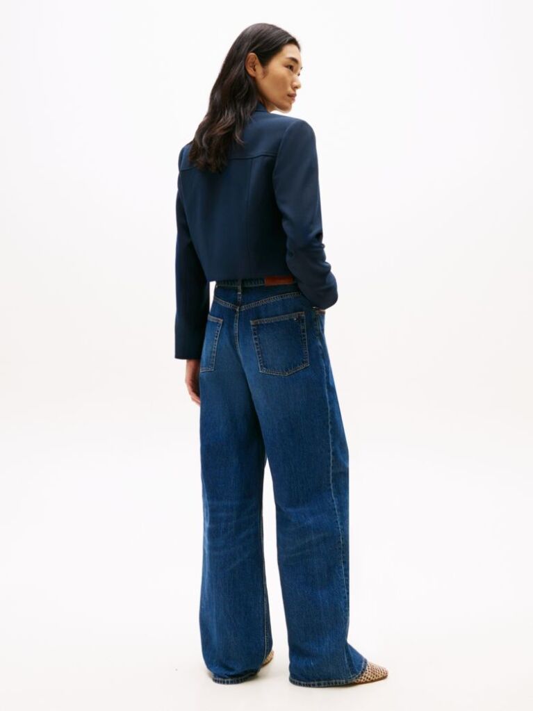 Blue Gold-Tone Button Slim Jacket  Women