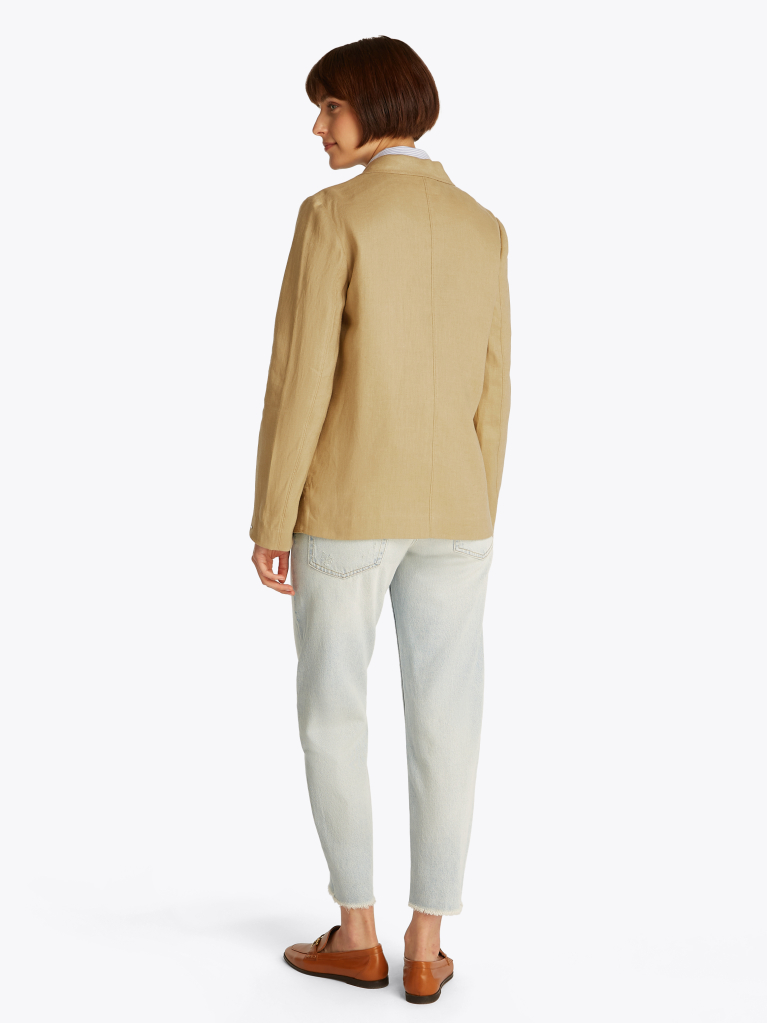 Brown Regular Fit Linen Blend Blazer  Women