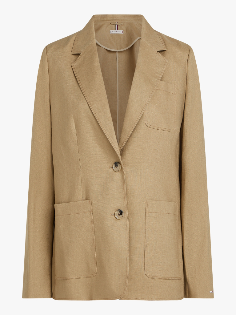 Brown Regular Fit Linen Blend Blazer  Women