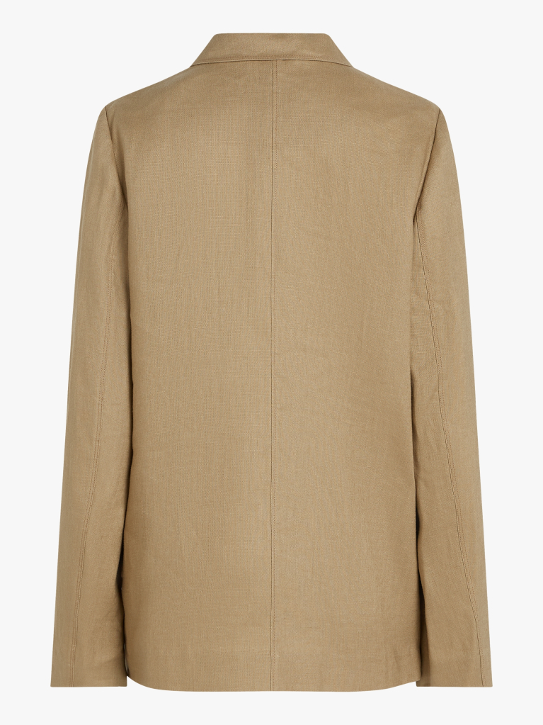 Brown Regular Fit Linen Blend Blazer  Women