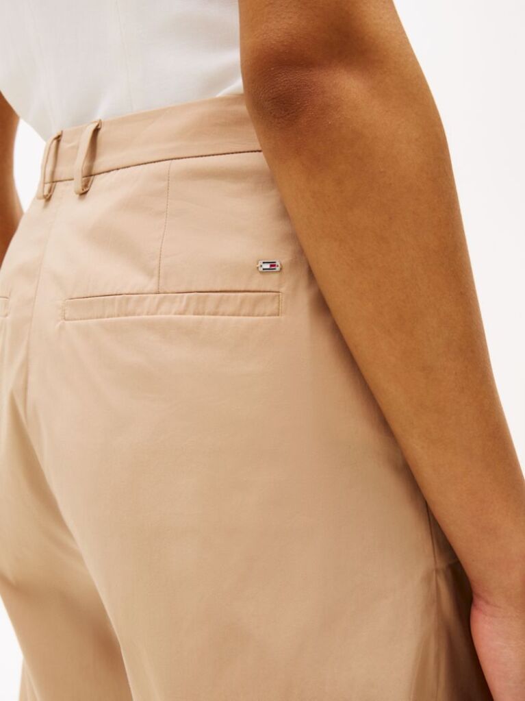 Beige Pleated Bermuda Shorts  Women
