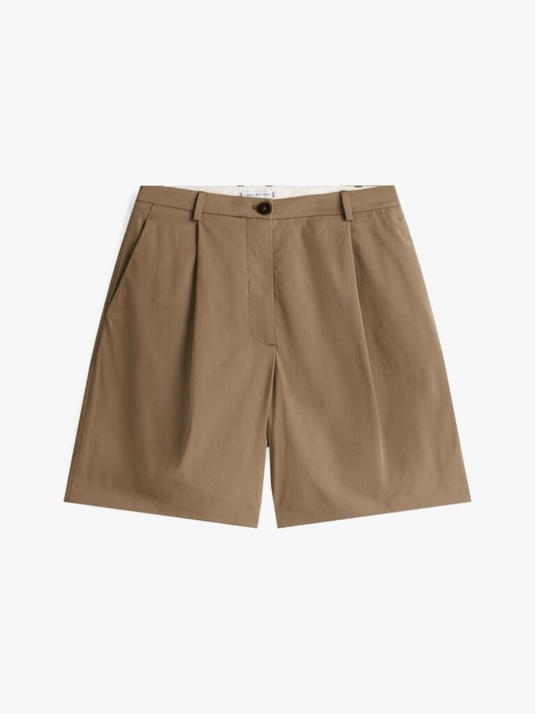 Brown Pleated Bermuda Shorts  Women