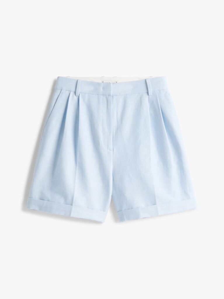 Blue Pleated Bermuda Shorts  Women