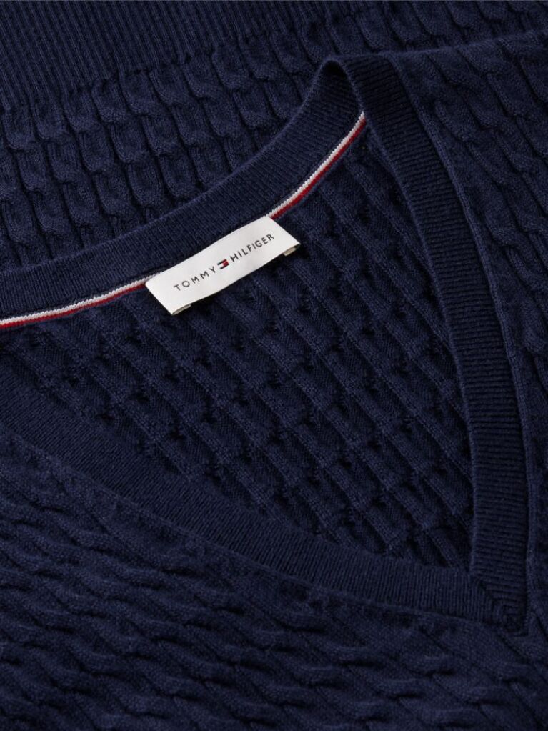 Blue Cable Knit V-Neck Jumper  Women