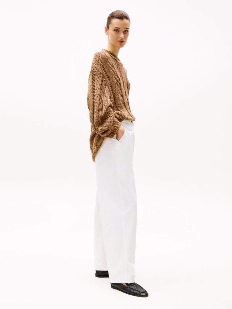 White Relaxed Straight Leg Chinos  Women