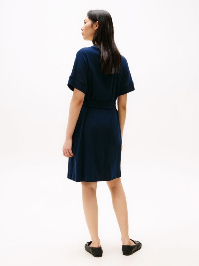 Blue Belted Short Sleeve Mini Dress  Women