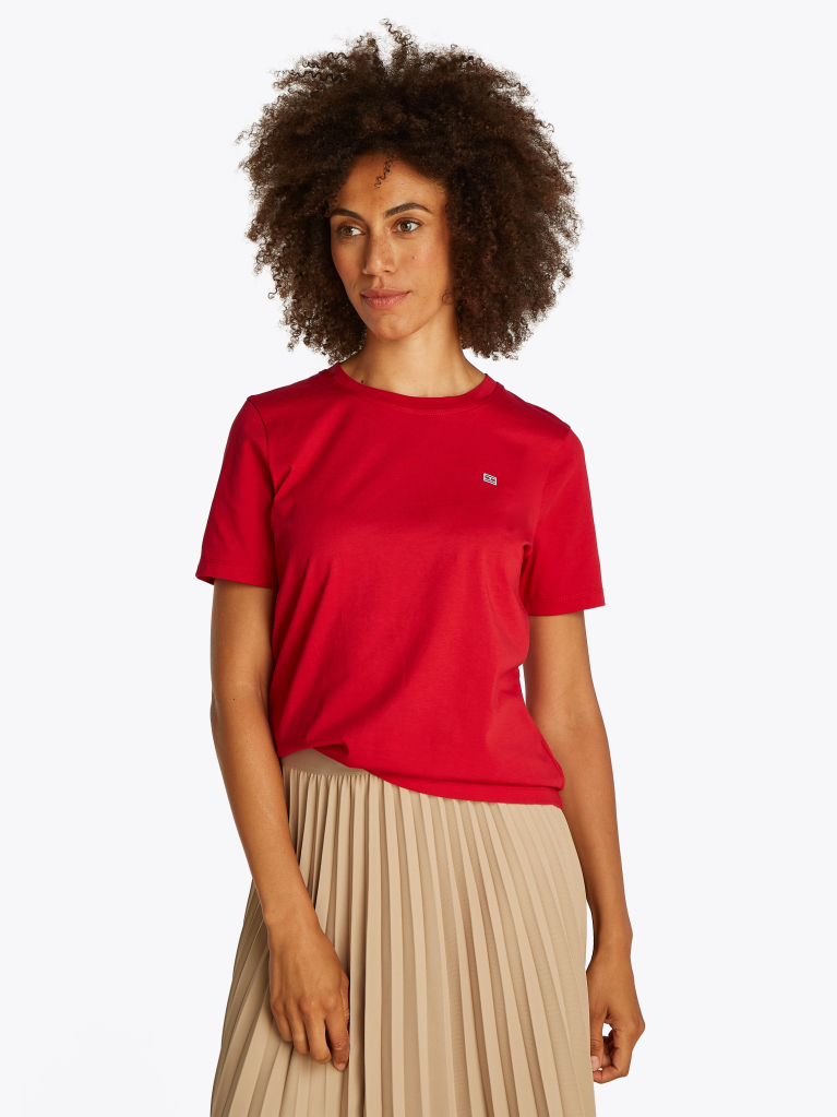 Red Contrast Flag T-Shirt  Women