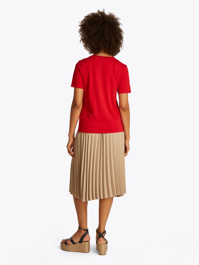 Red Contrast Flag T-Shirt  Women