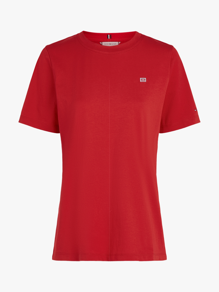 Red Contrast Flag T-Shirt  Women