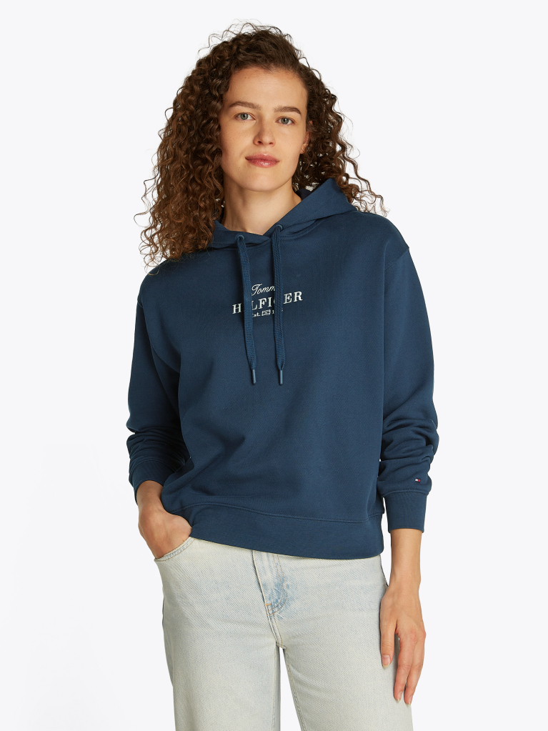 Μπλε Hoody Με Κεντητό Σημαιάκι  Γυναίκες