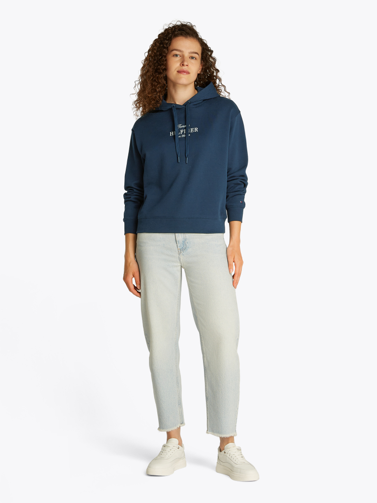 Μπλε Hoody Με Κεντητό Σημαιάκι  Γυναίκες