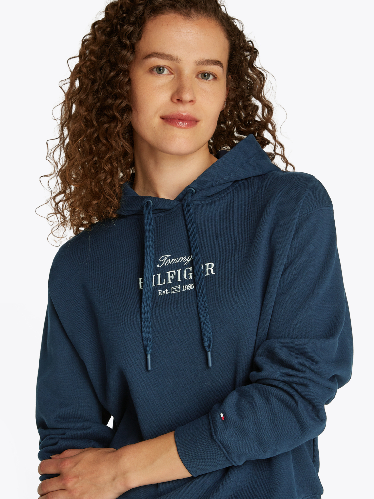 Μπλε Hoody Με Κεντητό Σημαιάκι  Γυναίκες