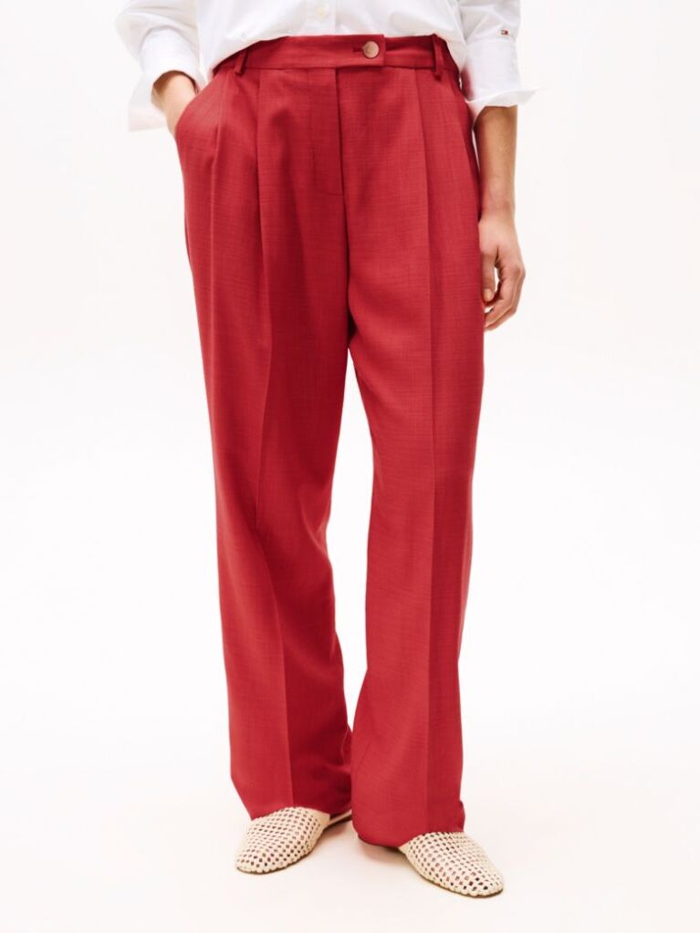 Red The Sofia Capsule Regular Wide Leg Trousers  Women