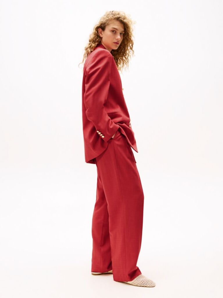 Red The Sofia Capsule Regular Wide Leg Trousers  Women