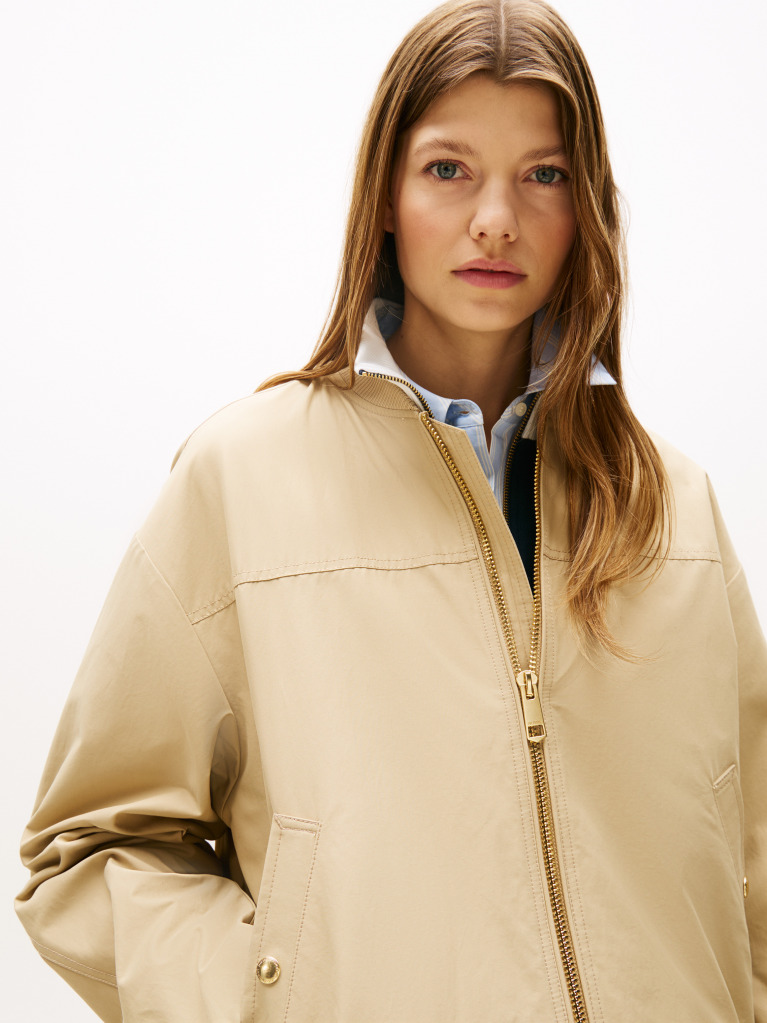Beige Water Repellent Bomber Jacket  Women