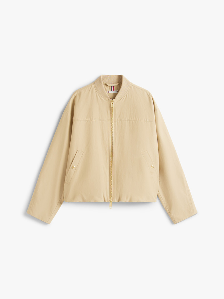 Beige Water Repellent Bomber Jacket  Women