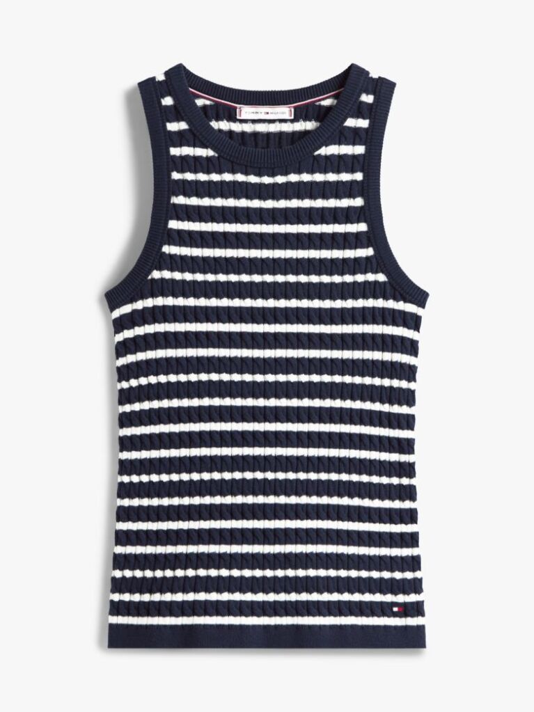 Multi Cable Knit Sleeveless Slim Jumper  Women
