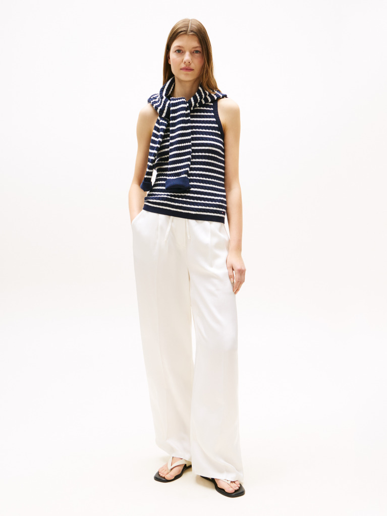 Multi Cable Knit Sleeveless Slim Jumper  Women