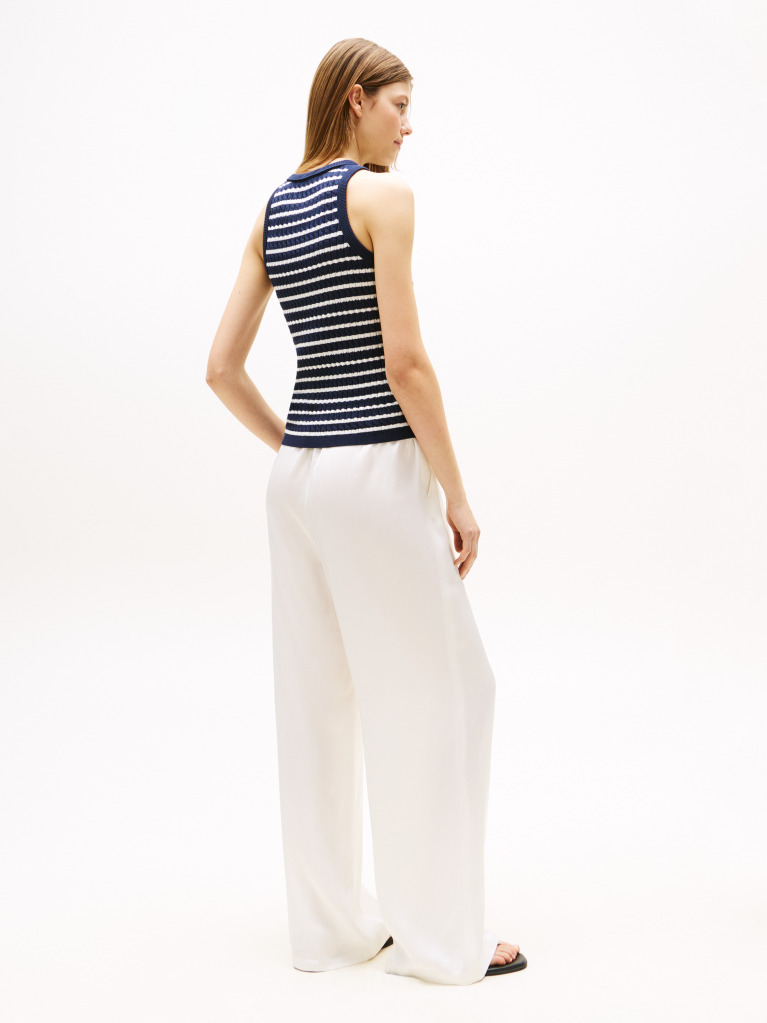 Multi Cable Knit Sleeveless Slim Jumper  Women