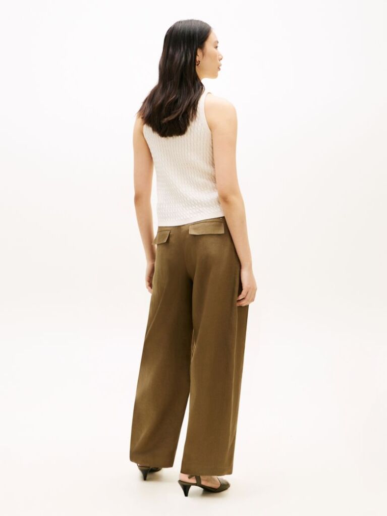 Beige Cable Knit Sleeveless Slim Jumper  Women