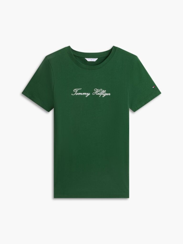Πράσινο T-Shirt Με Στρογγυλή Λαιμόκοψη Και Κεντητό Λογότυπο  Γυναίκες