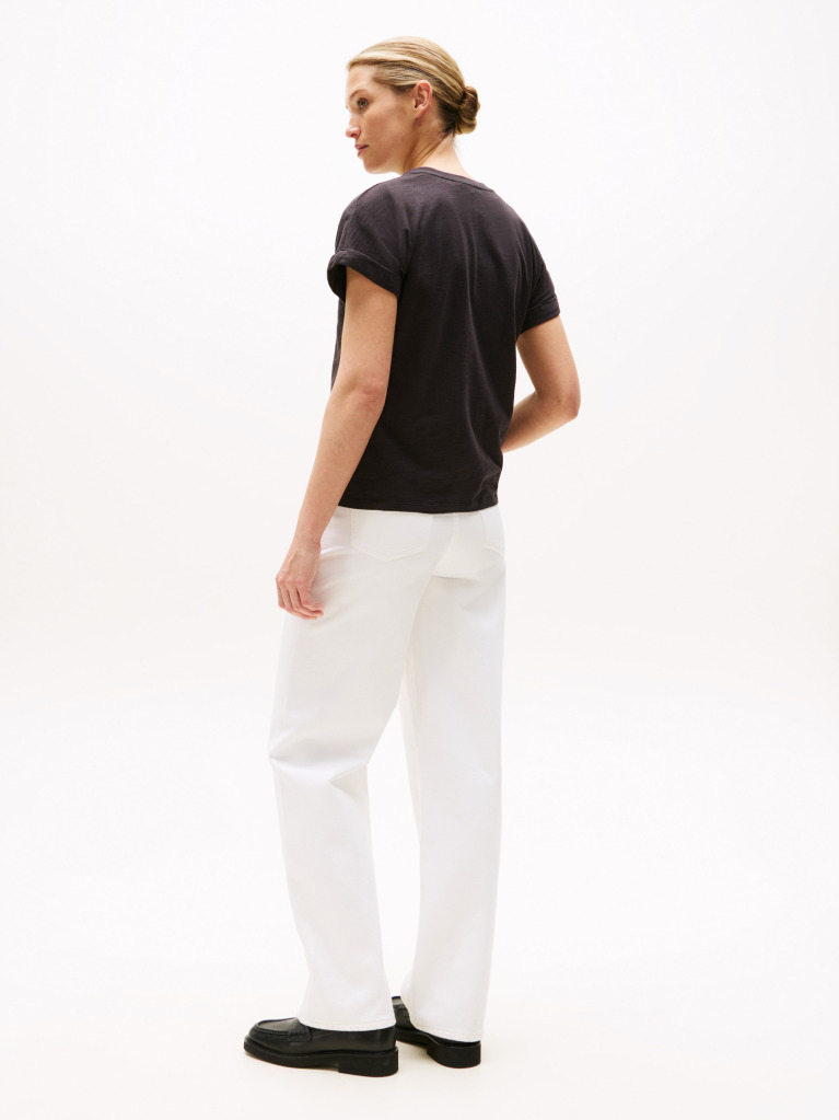 Black Textured Crew Neck T-Shirt  Women