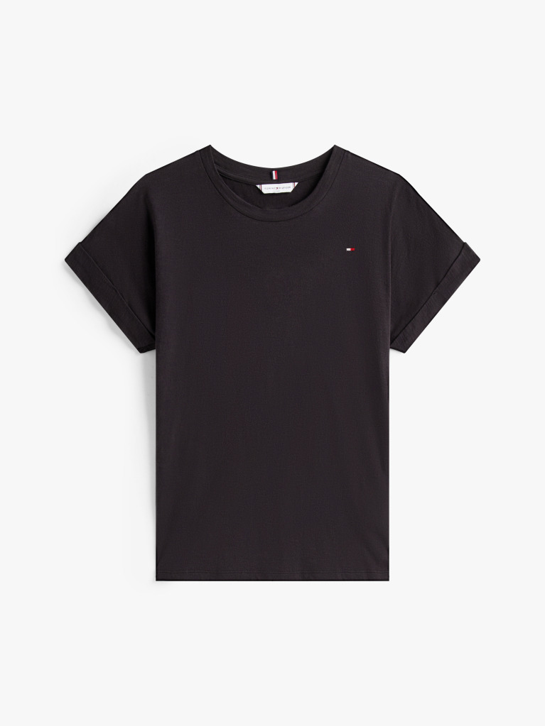 Black Textured Crew Neck T-Shirt  Women