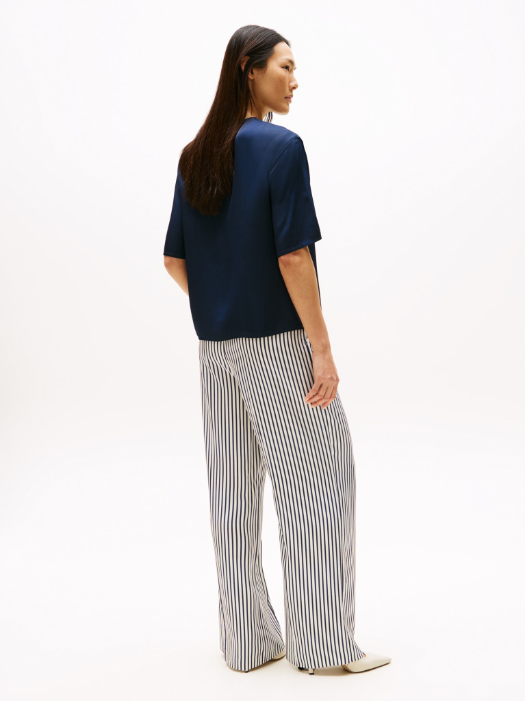 Blue Relaxed Fit Sateen T-Shirt  Women