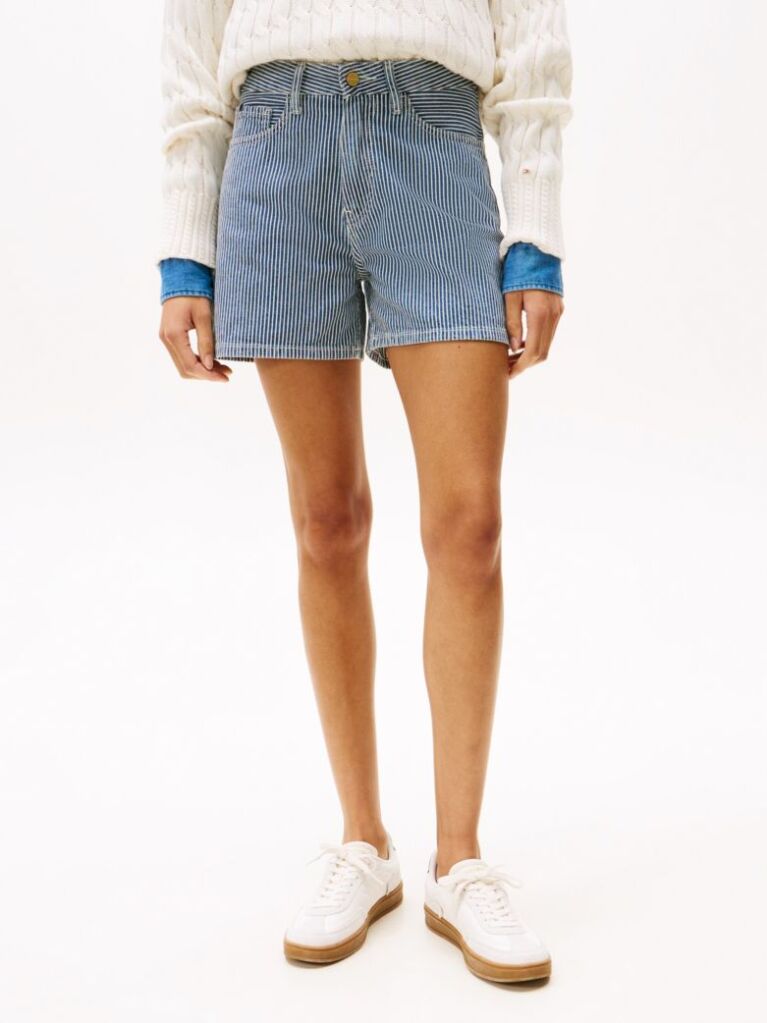 Multi Stripe Flared Denim Shorts  Women