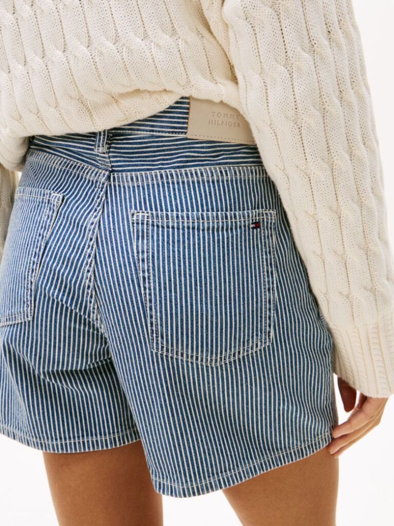 Multi Stripe Flared Denim Shorts  Women