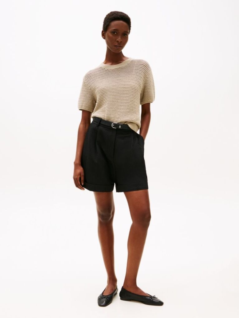 Beige Pointelle Crochet Jumper  Women