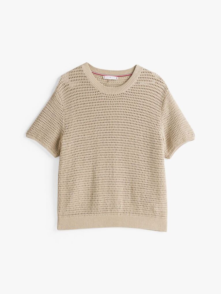 Beige Pointelle Crochet Jumper  Women