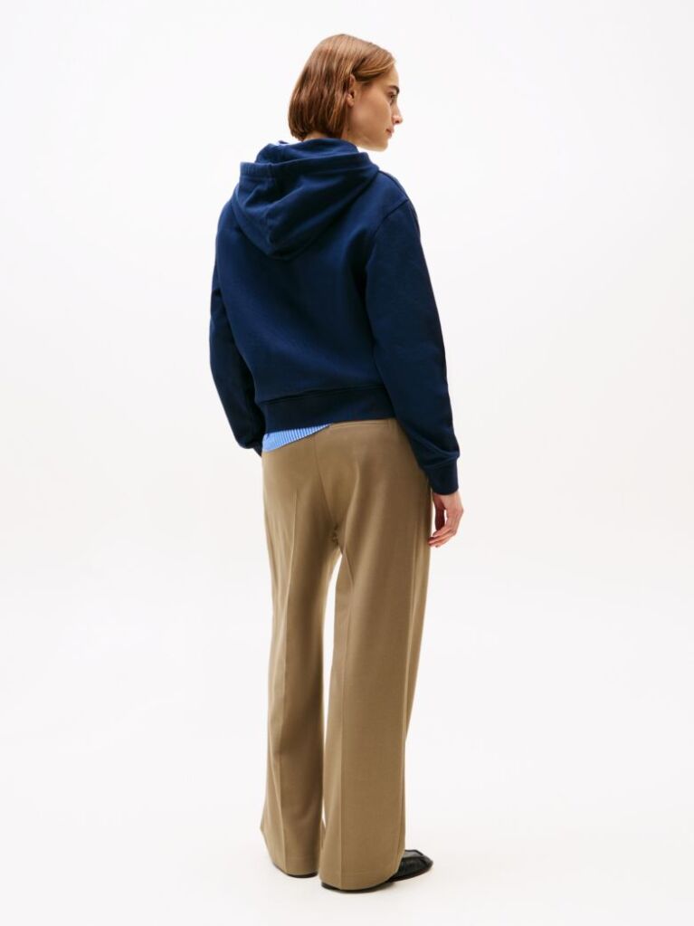 Blue Contrast Hilfiger Flag Embroidery Hoody  Women