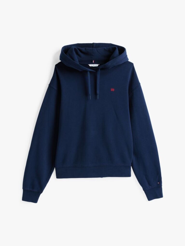 Blue Contrast Hilfiger Flag Embroidery Hoody  Women