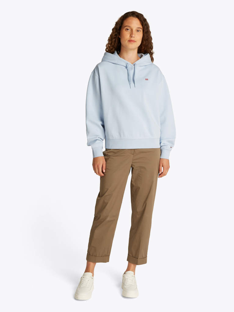 Blue Contrast Hilfiger Flag Embroidery Hoody  Women