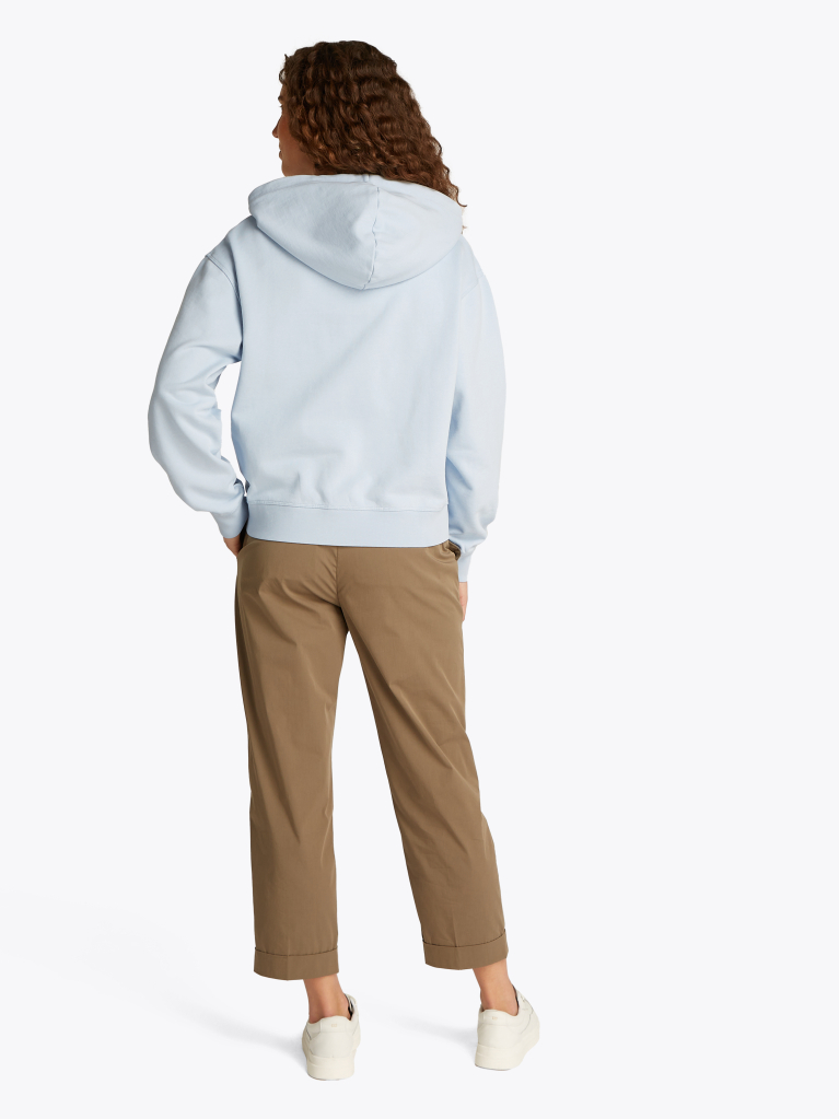 Blue Contrast Hilfiger Flag Embroidery Hoody  Women