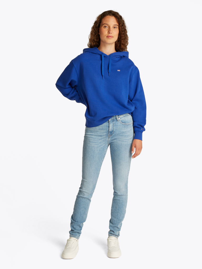 Blue Contrast Hilfiger Flag Embroidery Hoody  Women