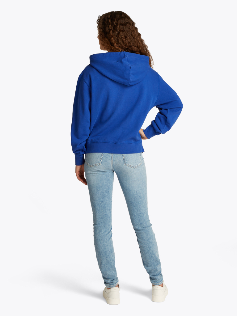 Blue Contrast Hilfiger Flag Embroidery Hoody  Women