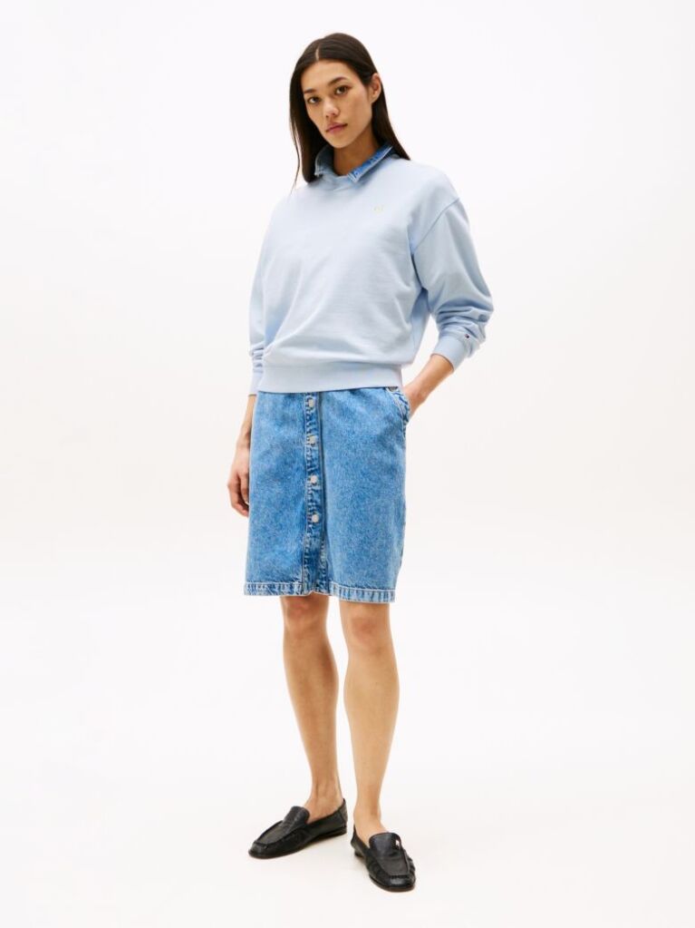 Blue Contrast Hilfiger Flag Embroidery Sweatshirt  Women