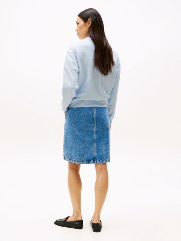 Blue Contrast Hilfiger Flag Embroidery Sweatshirt  Women
