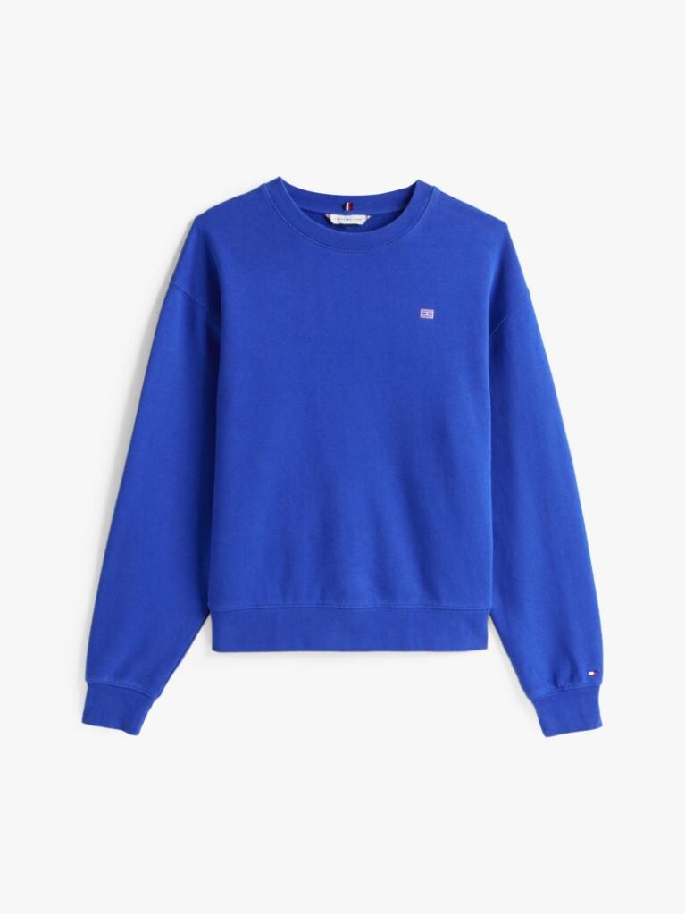 Blue Contrast Hilfiger Flag Embroidery Sweatshirt  Women
