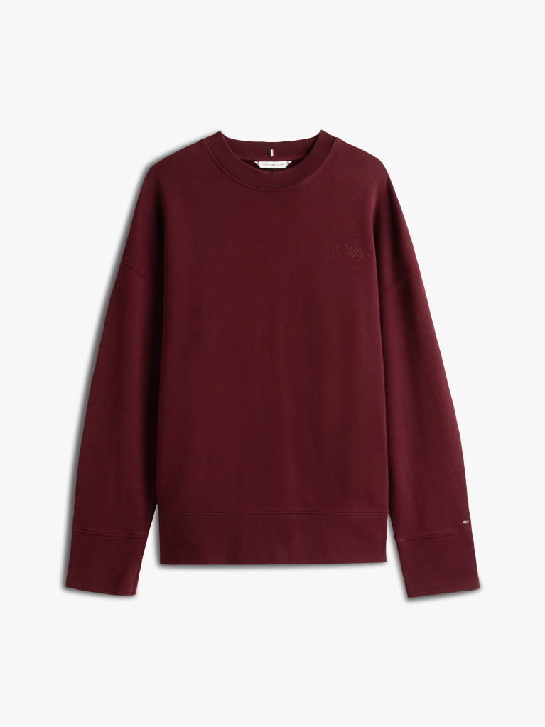 Red Logo Embroidery Relaxed Fit Sweatshirt  Women
